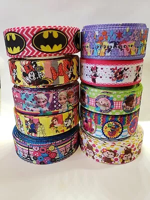 10 Yards 7/8  & 1  Mixed Lot Grosgrain Printed Ribbon Hair Bow Supplies • $7.49