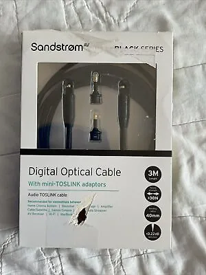 Sandstorm Digital Optical Cable With Mini Toslink Adaptors 3m Black Series • £10