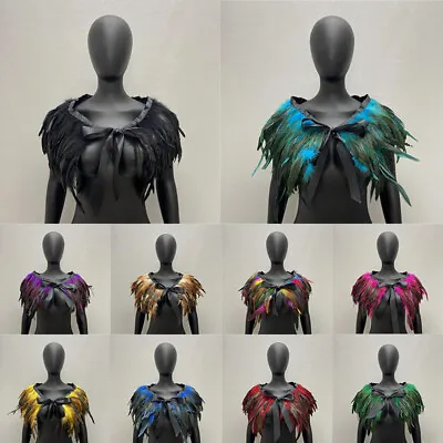 2X Gothic Natural Feather Cape Shawl Fake Collar Scarf Party Costume Fancy Dress • $11.57