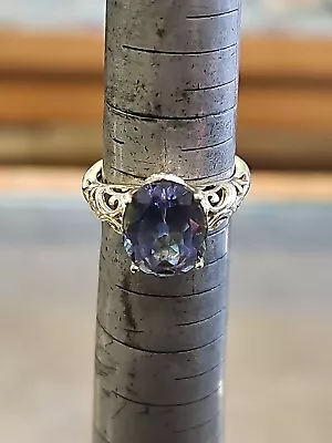 14K Yellow Gold Large Oval Mystic Topaz Cocktail Ring Size 6.75 • $275.95