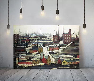 £26.99 • Buy Lowry Style Industrial Landscape -framed Canvas Art Picture Paper Print- Red