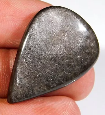 27.ct Natural Silver Sheen Fire Obsidian Pear Cabochon Jewelry Gemstone A2=243 • $9.90