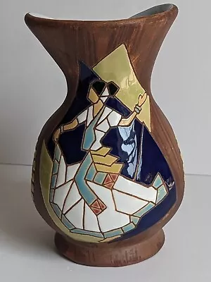 MCM Vintage Tecramic Hand Made & Painted Israel Ceramic Mosaic  KERAMOS  Vase  • $27.69