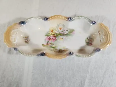 Vintage Leuchtenburg Germany Porcelain Celery Relish Dish Water Lilly Floral  • $4