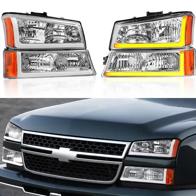4PCS LED DRL Headlights Sequential Signal Light For 2003-2006 Chevy Silverado • $108.79