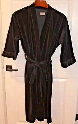 Vintage Oscar De La Renta Men's Front Wrap Black Velour Bathrobe - One Size • $19.99
