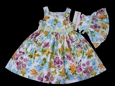 NEW Girl's Green Yellow Floral Summer Party Fancy Dress + Matching Doll Dress • $29.99