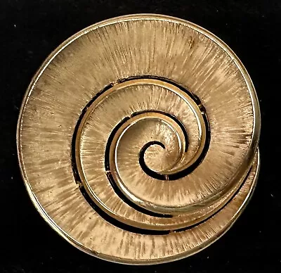 Signed CROWN TRFARI Textured Swirl Gold Tone Vintage Brooch Jewelry Lot Z • $2.25