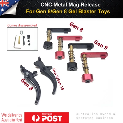 Gen 8/9/10 Toy Metal Trig CNC Metal Mag Release J8 J9-M4A1 Gel Blaster Parts • $18.95