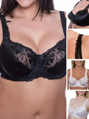 £13.95 • Buy Ladies Full Cup Bra Satin Underwired Non Padded Suppportive Bras Lingerie