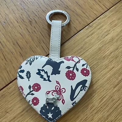 Radley Mirror Heart Shaped Leather Keyring. VGC. • £2.20