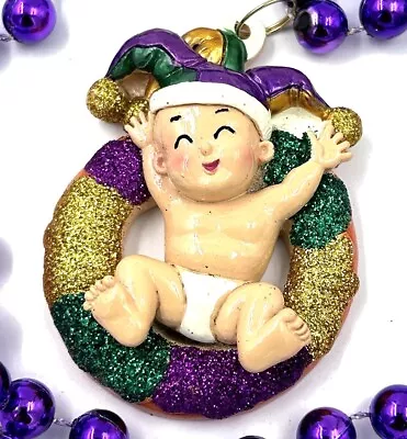 King Cake Baby Jester Mardi Gras Bead Necklace New Orleans Parade Throw Favor • $6.95