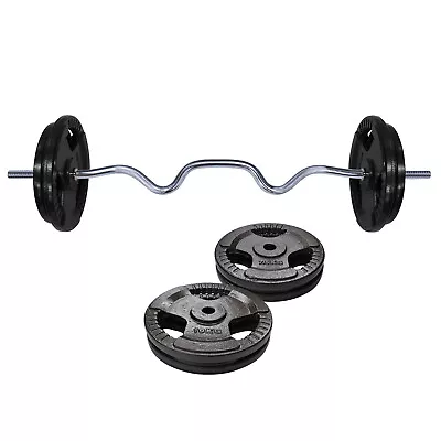 40kg - 120cm Super Curl Barbell Bar Weight Set + Ez Grip Cast Iron Weight Plate • $157.70