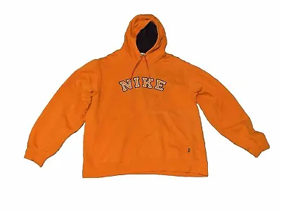 Vintage Nike Spell Out Hoodie Orange Sweatshirt Grey Tag Y2K Embroidered Mens XL • $29.99