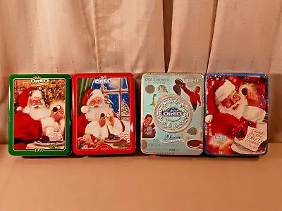 Vintage Lot Of 4  Christmas Oreo Cookie Tin's  1997 1998 1999 & 2000  Box#194 • $3