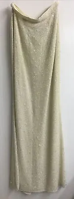 Naeem Khan Evening Maxi Skirt Winter White Heavy Beaded On Silk Size 6 • $450