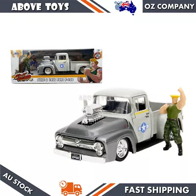 Jada 1:24 Street Fighter Ford F-100 1956 Pickup & Guile Figure Diecast Model • $73.99