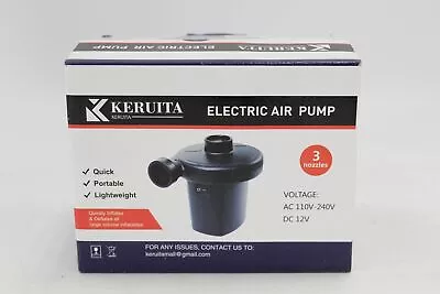 Electric Camping Air Pump For Air Bed Etc 12v Car & 240v Mains Plugs & 3 Nozzles • £9.99