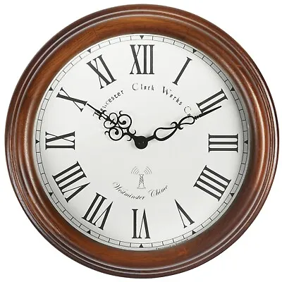 Acctim Lacock Wall Clock Westminster Chime Radio Controlled Crafted Walnut 39cm • £106.21