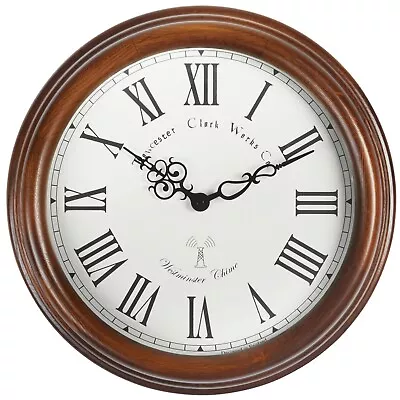 Acctim Lacock Wall Clock Westminster Chime Radio Controlled Crafted Walnut 39cm • £124.95