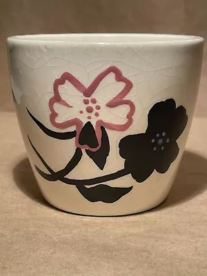 Vintage White Planter With Painted Flowers With Crazing • $8.50