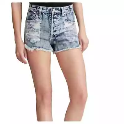 MINKPINK Acid Washed Distrssed Denim Shorts Blue Small • $44