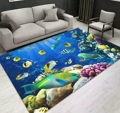 Dolphin Underwater Fish Ocean Carpet Child Kid Room Decor Rug Doormat Floor Mat* • £12.50