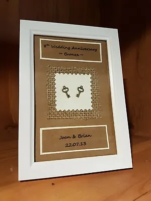 Personalised Handmade 8th Wedding Anniversary Frame Gift. Bronze Anniversary. • £11