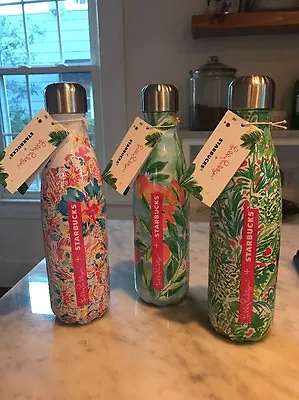 NWT Starbucks Swell Lilly Pulitzer Metal Water Bottle NEW S'Well Peaches Fruit • £77.09