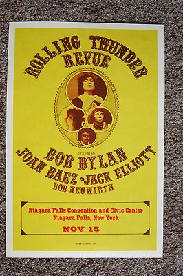 Bob Dylan & Joan Baez 1975 Concert Poster Rolling Thunder Revue Niagra Falls-- • $4.50