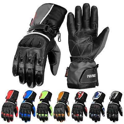 Cowhide Leather Motorbike Gloves Motorcycle Armoured Waterproof Knuckles Glove • £24.99