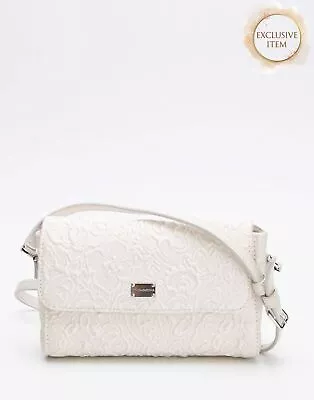 RRP€270 DOLCE & GABBANA BAMBINO Lace Crossbody Bag Leather Strap Made In Italy • $232.73