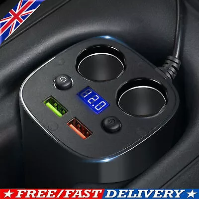 2 USB Multi Car Cigarette Lighter Socket Splitter Dual Charger Power Adapter 12V • £7.95