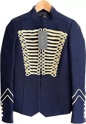 Zara Military Jacket S / UK 8 Navy Blue & Gold New WithTags Bloggers Rare • £69.99