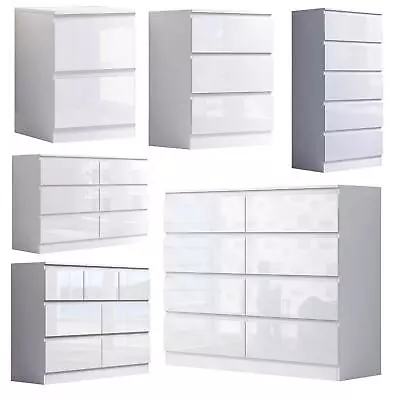 Bedside Table Chest Of Drawers White Gloss Front Bedroom Furniture Matt Frame • £149.99