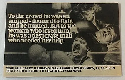 1977 CBS Tv Movie Ad ~ MAD BULL ~ Alex Karras ~ Wrestling • $6.99