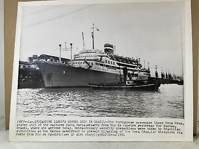 Portuguese Pass Ship Press Photo Vera Cruz Brazil Hijacking Sister Ship 1961 • $10.95