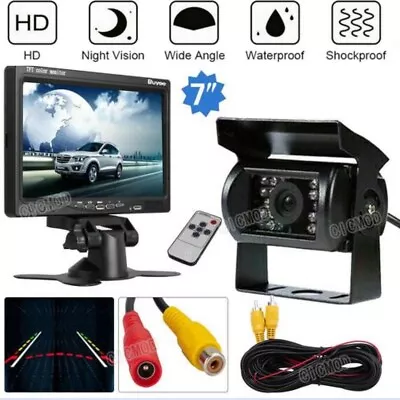 7  LCD Monitor + 18 LED IR Reversing Camera Car Truck Bus Rear View Kit 12-24V • £42.99