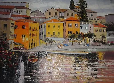 Amalfi Lake Como Oil Painting 30x20 Canvas.Carl Frederic Aagaard Reproduction • £80.22