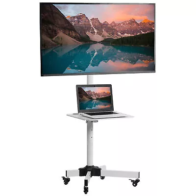 VIVO White Mobile TV Cart For 13  To 60  LCD LED Flat Panel | Stand With Wheels • $69.99