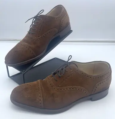 CHARLES TYRWHITT Jermyn Street London Brown Suede Brogues Shoes Lace-Up UK 8.5 • £34.95