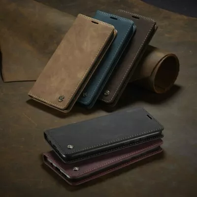 Caseme Retro Flip Case PU Leather Magnetic Cover Card Slot Holder For Samsung • $5.93