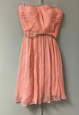 Donna Morgan Size 10 Strapless Sweetheart Chiffon Silk Cocktail Dress Peach New • $29.90