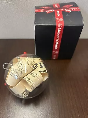 Makers Mark Red Wax Christmas Ball Ornament + Box Curled Labels Whiskey • $13