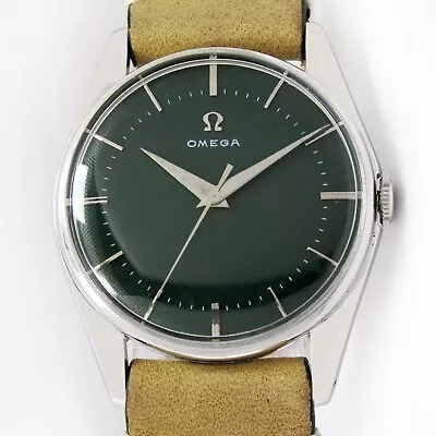 1956s Omega Green Dial Mens Vintage Steel 33mm Wrist Watch  2833 6 SC • $1499