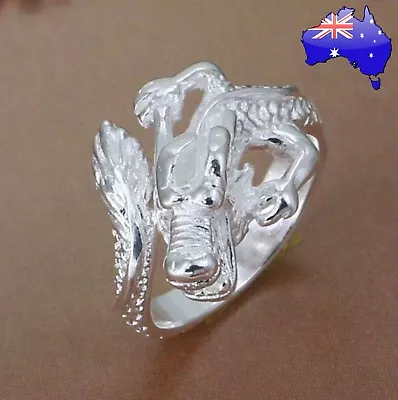 Stunning 925 Sterling Silver Dragon Open Adjustable Ring Women’s Jewellery Gift • $9.90