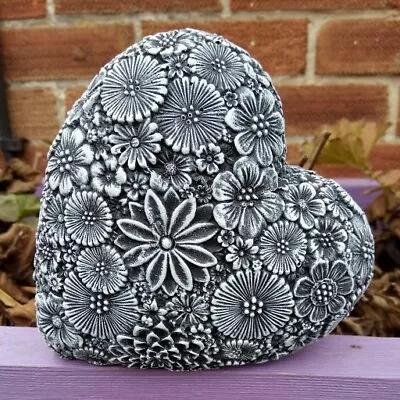 LOVE HEART/ FLORAL -Highly Detailed And Quality Finish Stone Garden Ornament • £12.95