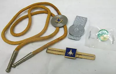 Vintage Masonic Items: Money & Tie Clips Lapel Pin Bolo Tie Lanyard Mason • $20