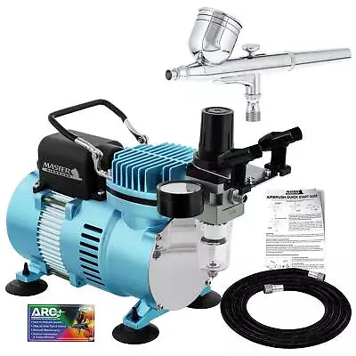 Master Airbrush Air Compressor System Kit Gravity Feed Dual-Action Airbrush Set • $119.99