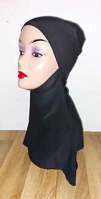 Women Under Scarf Cap Bone Bonnet Ninja Hijab Islamic Neck Cover Muslim Black  • £9.99